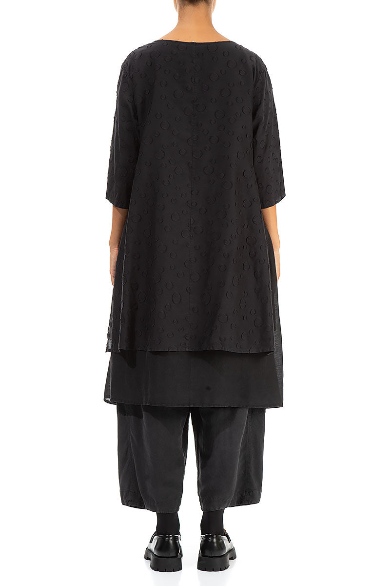 Layered Dotty Black Silk Cotton Tunic 2