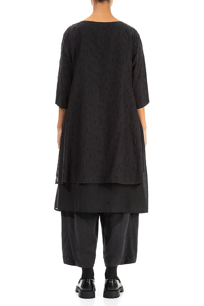 Layered Dotty Black Silk Cotton Tunic 2