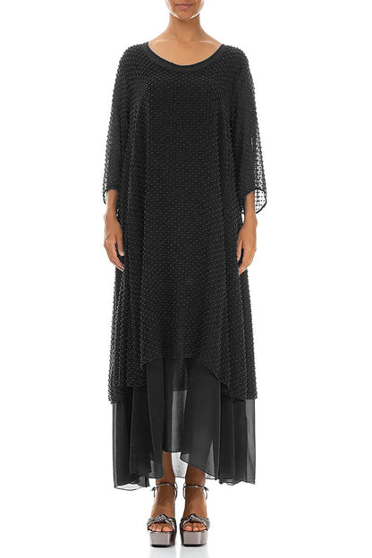 Layered Dotty Black Silk Dress