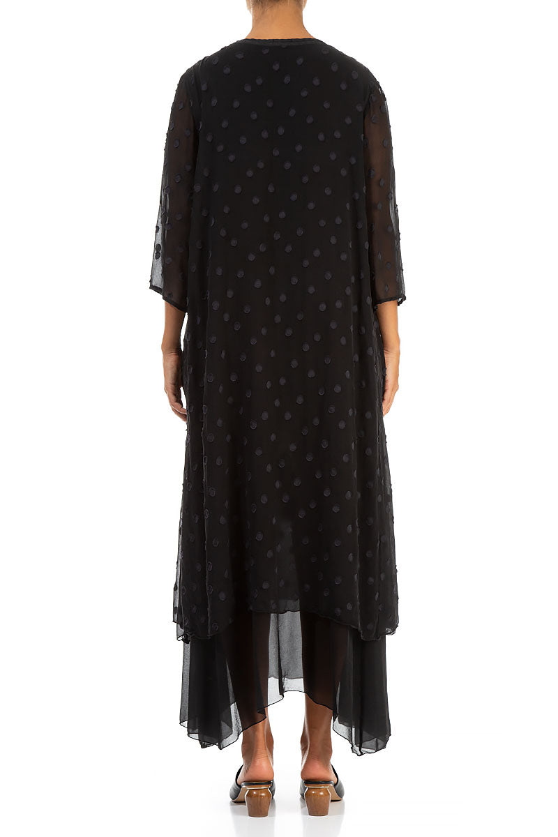 Layered Dotty Black Silk Dress 2