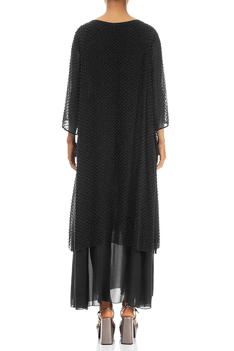 Layered Dotty Black Silk Dress