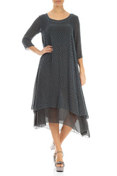 Layered Dotty Blue Silver Silk Dress 4