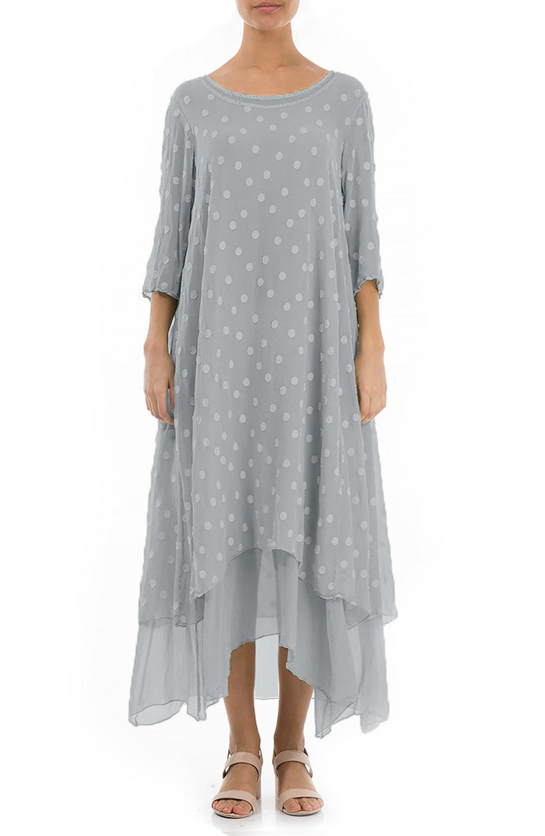 Layered Dotty Light Grey Silk Dress 1