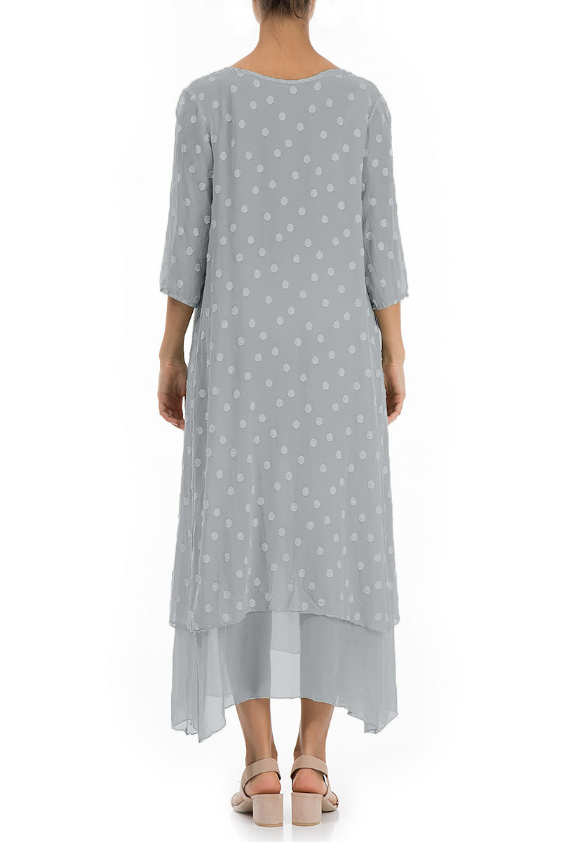 Layered Dotty Light Grey Silk Dress 2