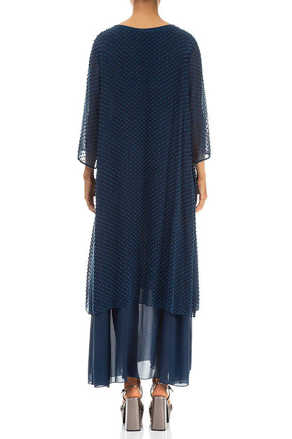 Layered Dotty Navy Silk Dress 2