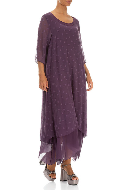 Layered Dotty Purple Silk Dress 3