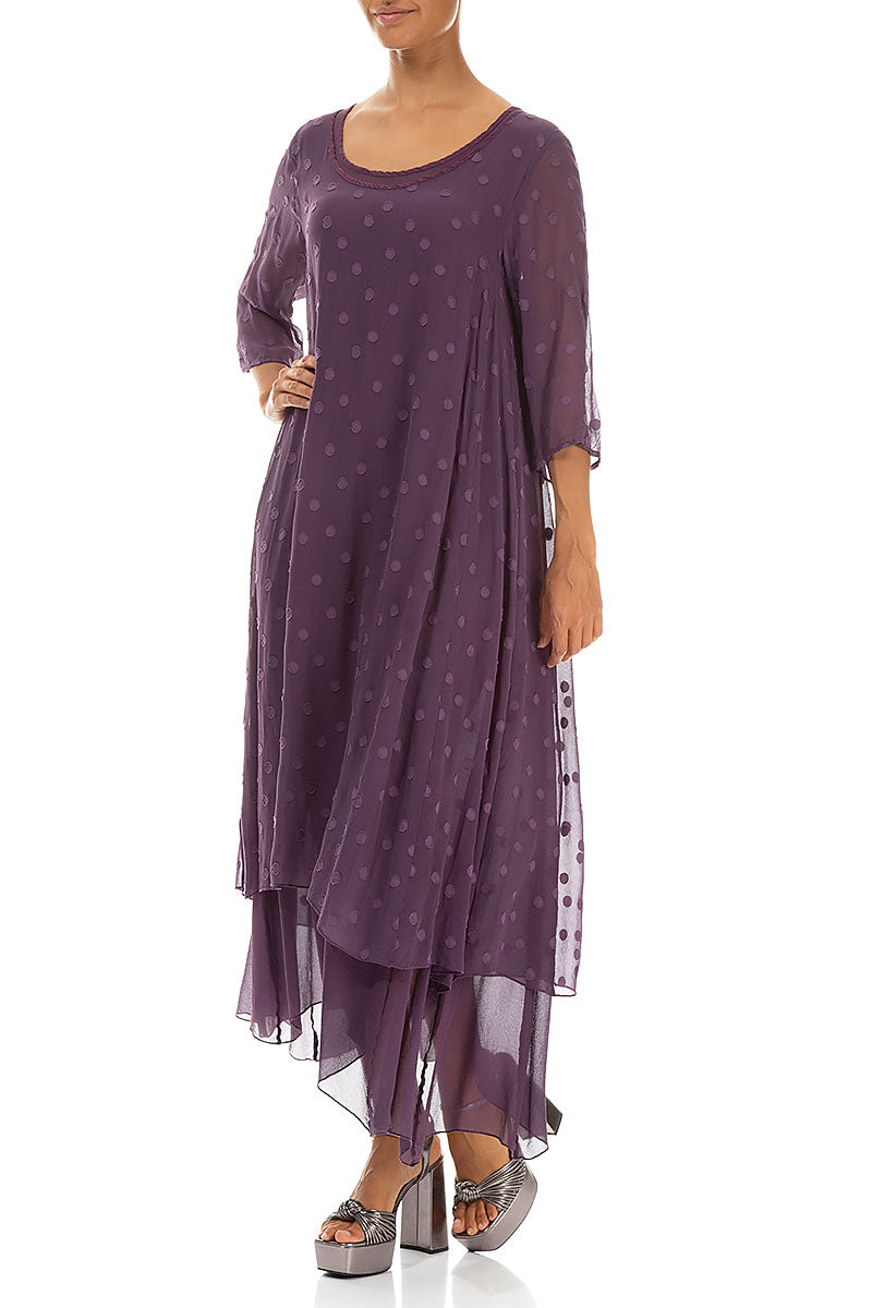 Layered Dotty Purple Silk Dress 4