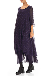 Layered Dotty Royal Purple Silk Dress 3