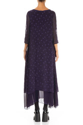 Layered Dotty Royal Purple Silk Dress 2