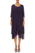 Layered Dotty Royal Purple Silk Midi Dress 1