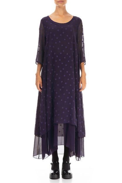 Layered Dotty Royal Purple Silk Dress 1