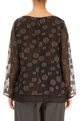 Layered Forest Brown Bubbles Silk Blouse 2