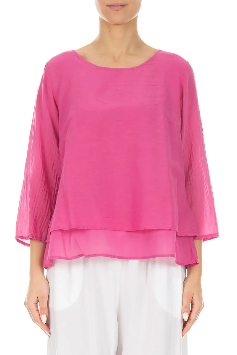 Layered Fuchsia Silk Cotton Blouse 1