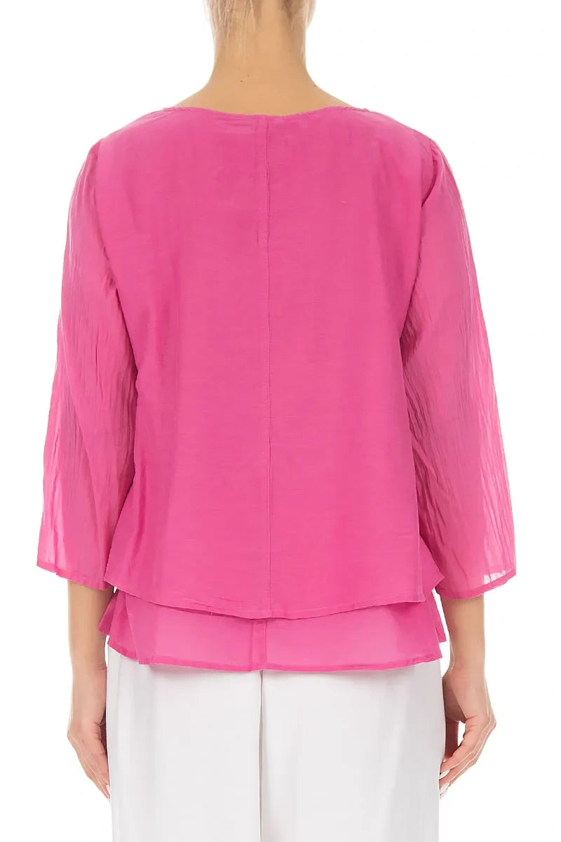 Layered Fuchsia Silk Cotton Blouse 2