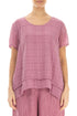 Layered Mauve Taupe Checkered Silk Cotton Blouse 1