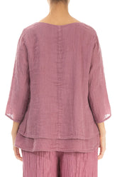 Layered Mauve Taupe Gauze Linen Blouse 2