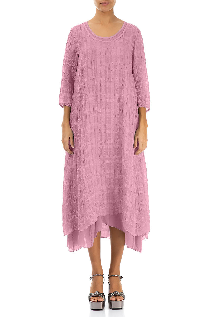 Layered Mauve Taupe Textured Light Silk Dress 1