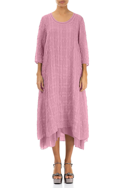 Layered Mauve Taupe Textured Light Silk Dress 1