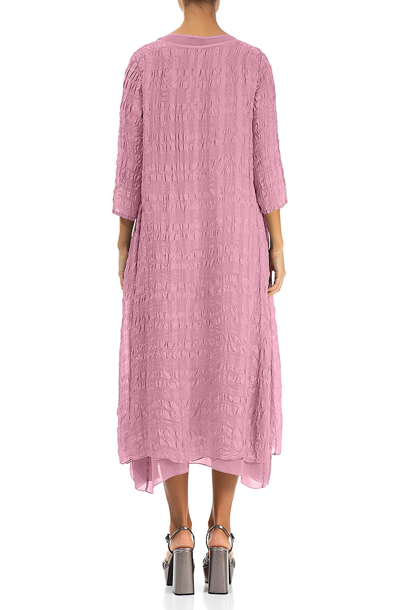 Layered Mauve Taupe Textured Light Silk Dress 2