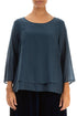 Layered Midnight Blue Silk Cotton Blouse 1