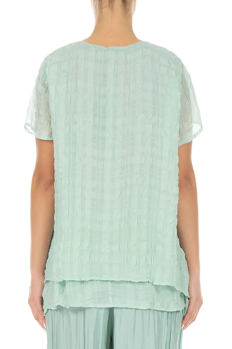 Layered Mint Light Silk Blouse 2
