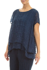 Layered Navy Light Silk Blouse 3