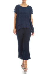 Layered Navy Light Silk Blouse 4