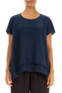 Layered Navy Pure Silk Blouse 1