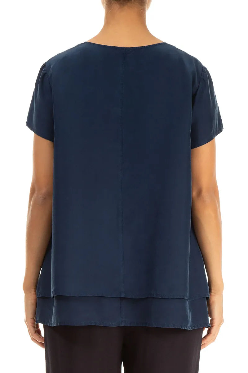Layered Navy Pure Silk Blouse 2