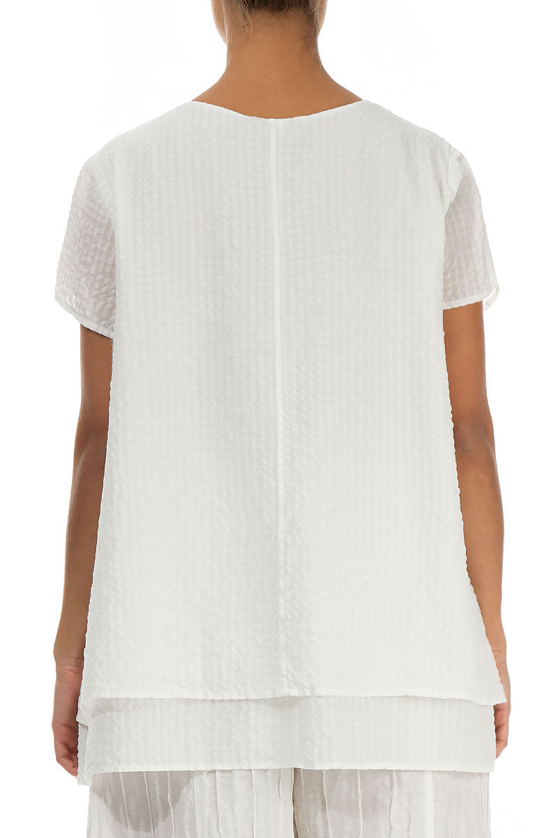 Layered Off White Textured Silk Blouse 2