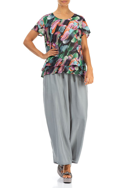 Layered Paint Charm Silk Cotton Blouse 4