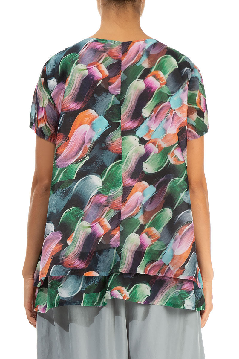 Layered Paint Charm Silk Cotton Blouse 2