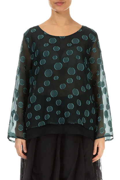 Layered Peacock Bubbles Silk Blouse 2