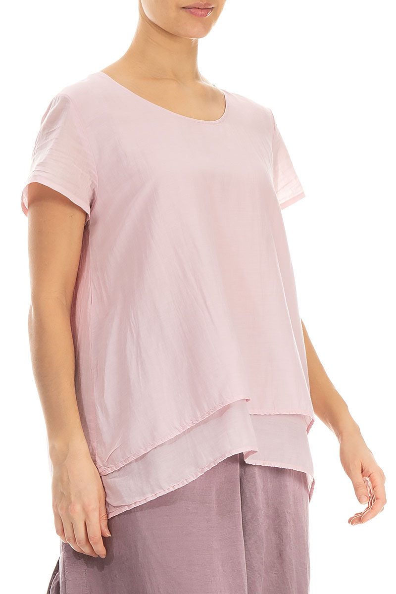 Layered Powder Pink Silk Cotton Blouse 3
