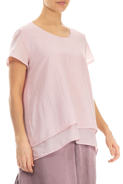Layered Powder Pink Silk Cotton Blouse 3