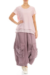 Layered Powder Pink Silk Cotton Blouse 4