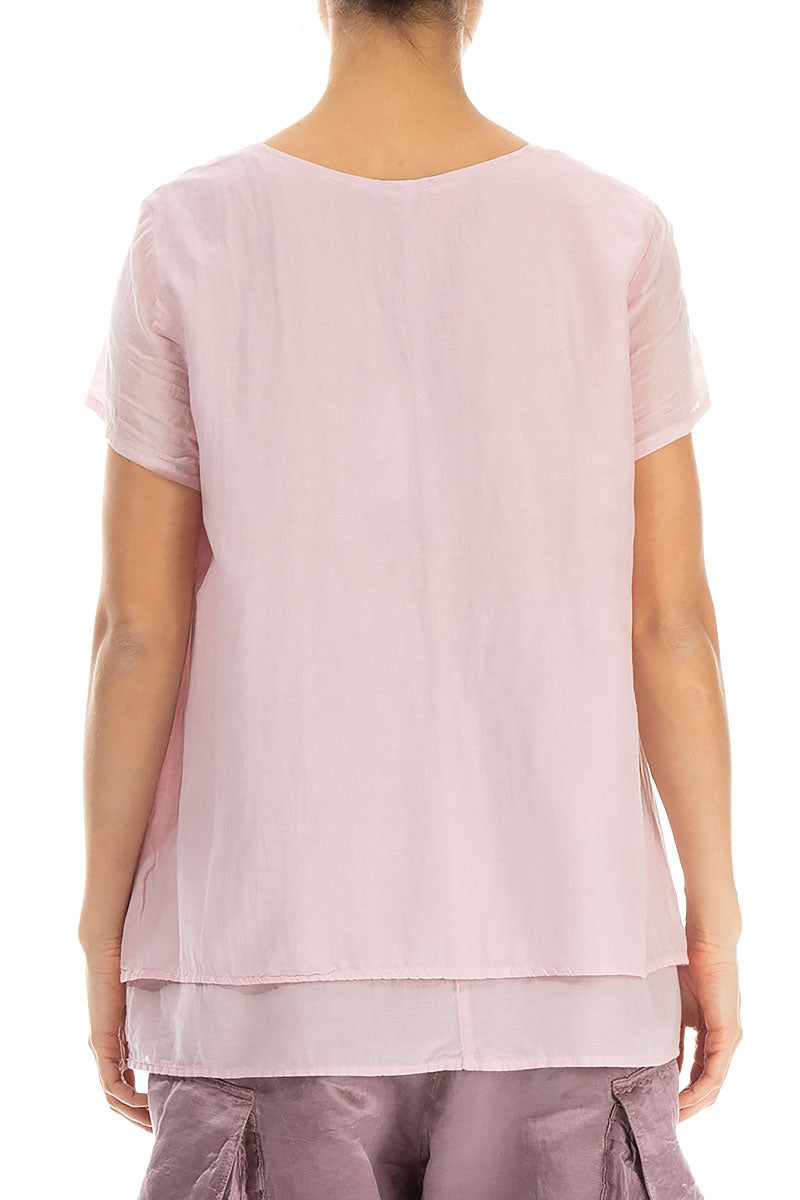 Layered Powder Pink Silk Cotton Blouse 2