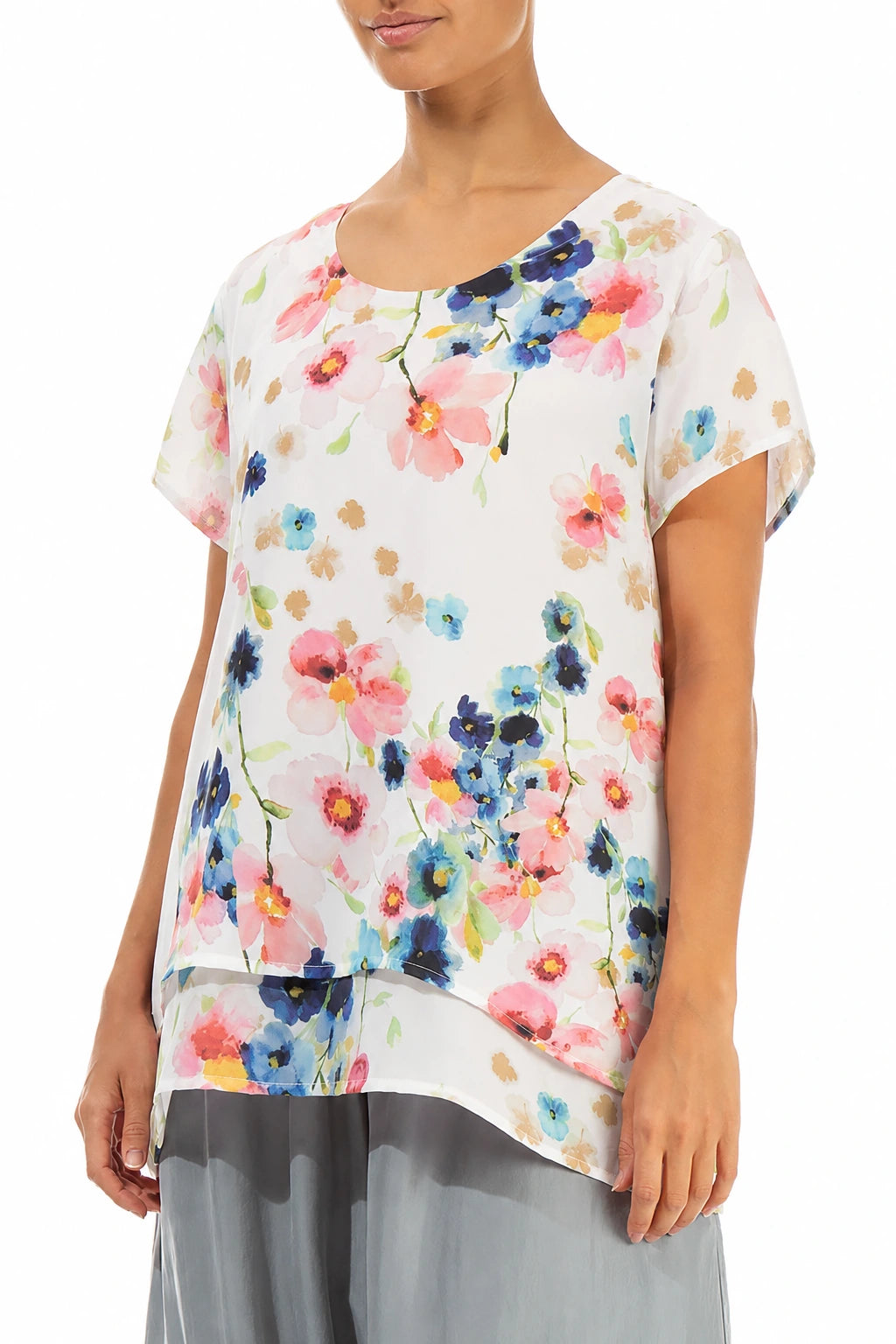Layered Primrose Silk Bamboo Blouse