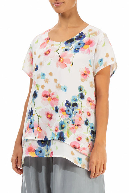 Layered Primrose Silk Bamboo Blouse