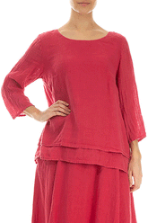 Layered Raspberry Gauze Linen Blouse 4