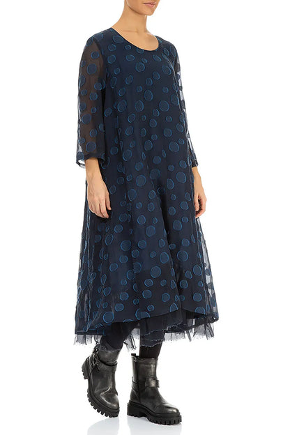 Layered Royal Blue Bubbles Silk Dress 3