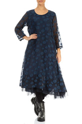 Layered Royal Blue Bubbles Silk Dress 4