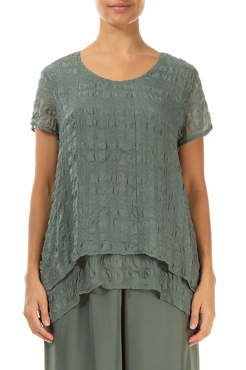 Layered Sage Light Silk Blouse 1