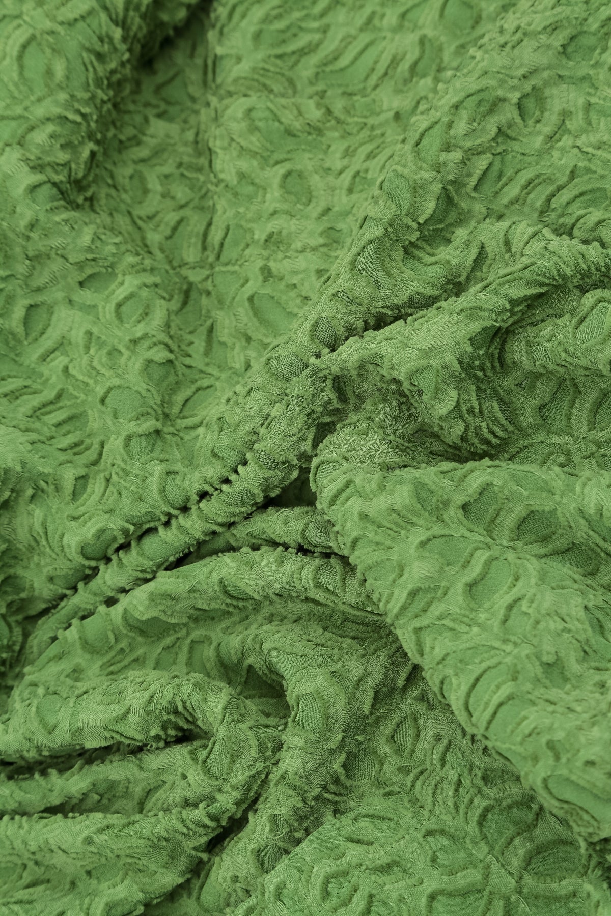 Layered Shamrock Green Floral Texture Silk Blouse