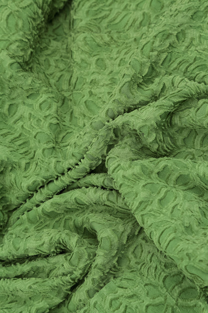 Layered Shamrock Green Floral Texture Silk Blouse