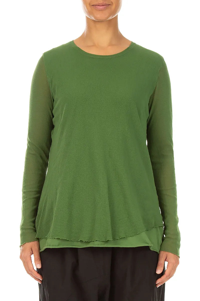 Layered Shamrock Green Mesh Cotton Top 1