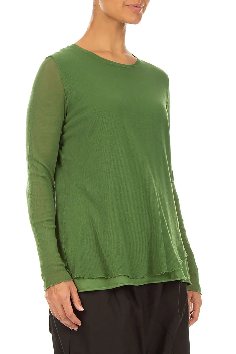 Layered Shamrock Green Mesh Cotton Top