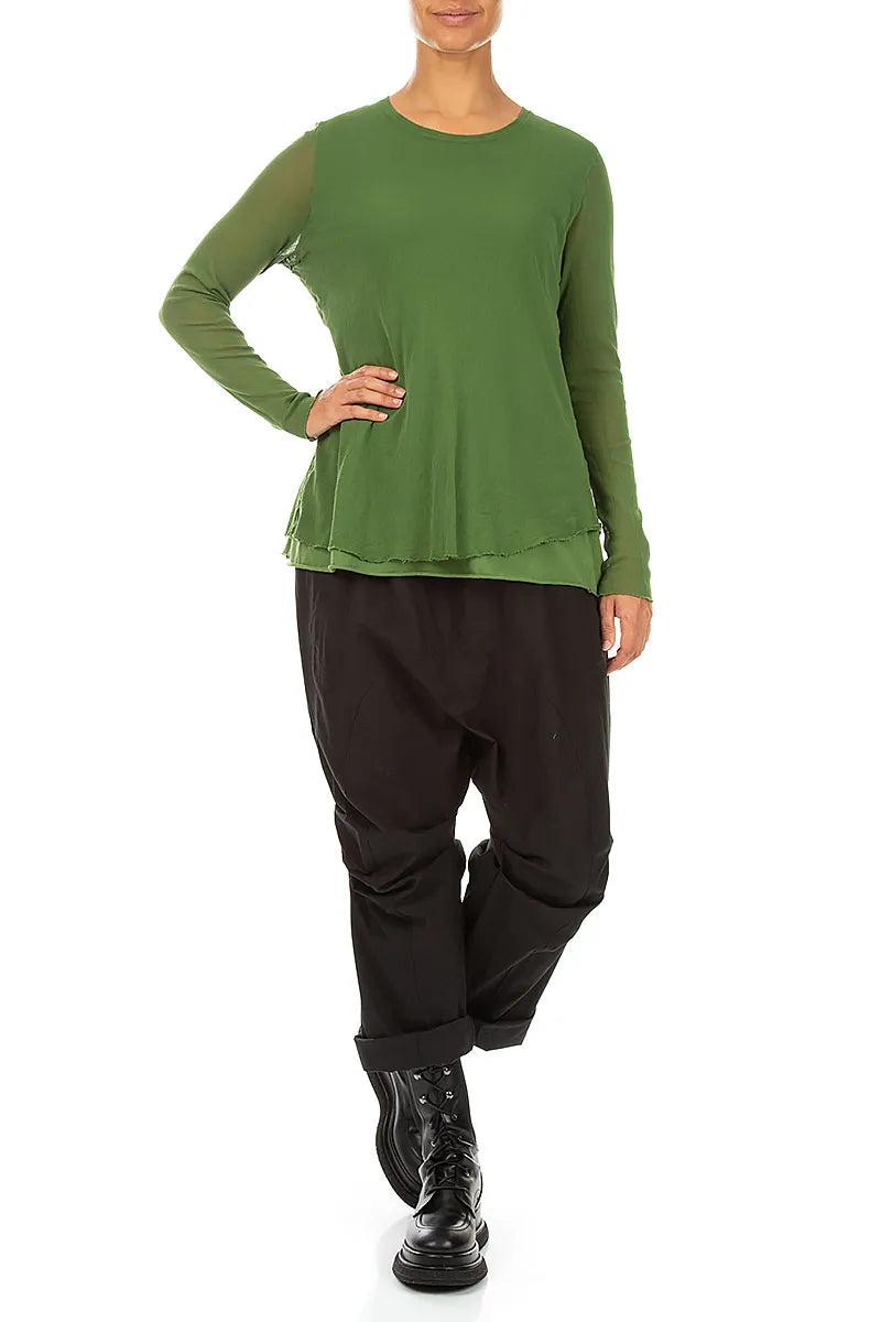 Layered Shamrock Green Mesh Cotton Top 4
