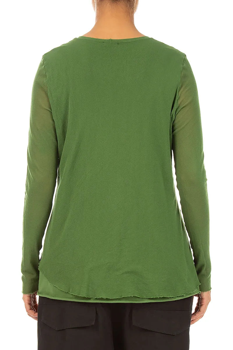 Layered Shamrock Green Mesh Cotton Top 2