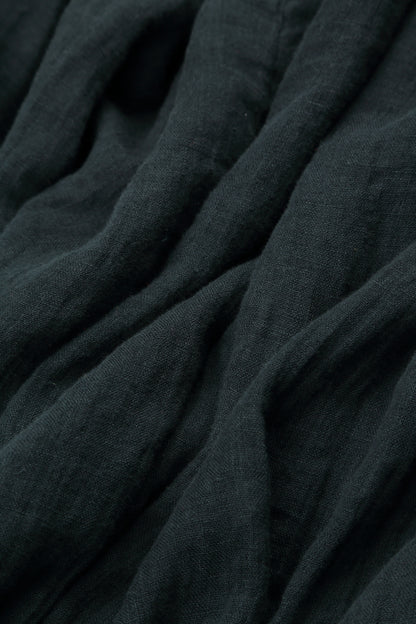 Layered Short Sleeves Graphite Gauze Linen Blouse 5
